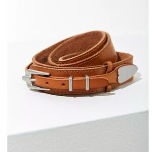 Western leather belt with heart accents